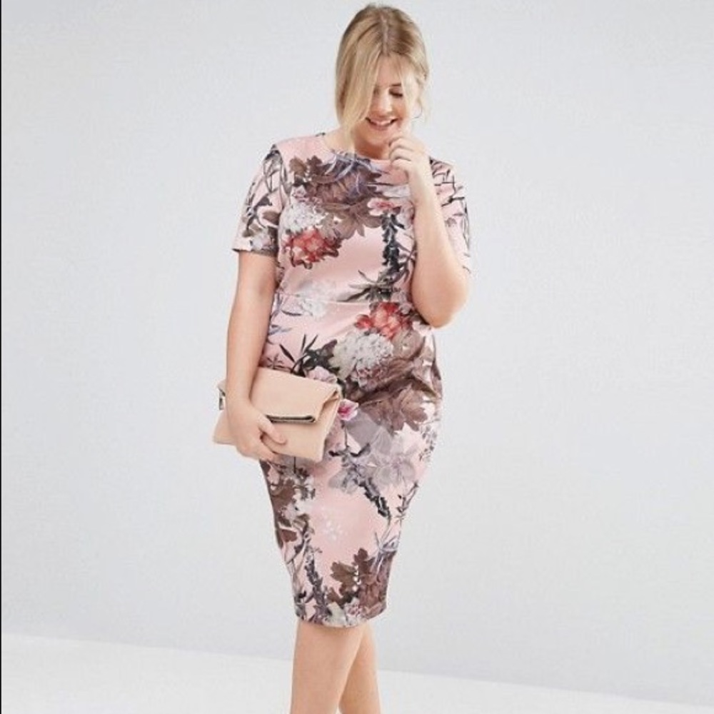 ASOS Curve Light Pink Floral Dress